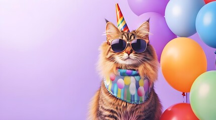 Cute Cat Birthday Party Balloons