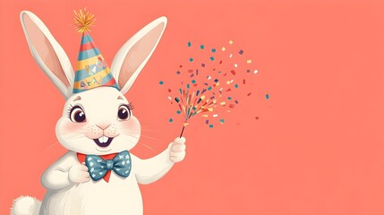 Fototapeta premium Happy Birthday Bunny with Confetti