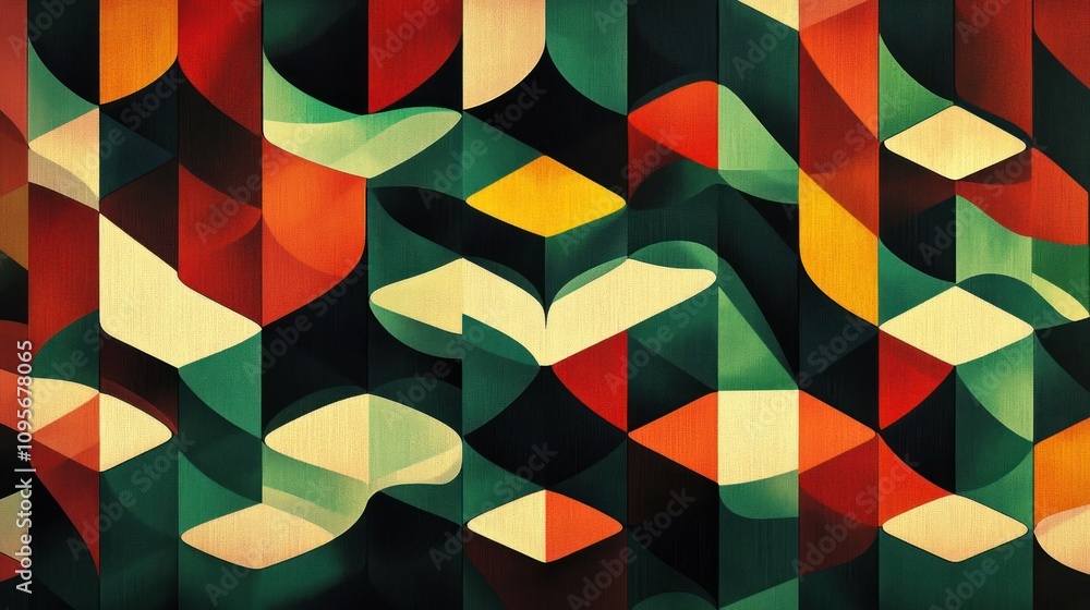 Canvas Prints abstract geometric pattern with vibrant colors and a vintage texture.