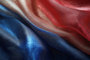 Fototapeta premium Close up of red, white, and blue fabric, creating a patriotic pattern with stars and stripes.