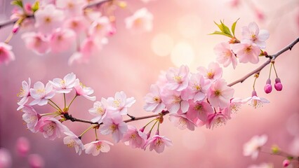 Minimalist Photography of Pink Cherry Blossoms Against a Soft Pink Background for Serene and Elegant Aesthetic Appeal