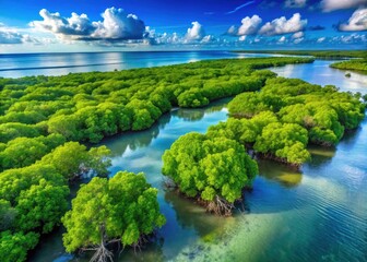 Fototapeta premium Protecting Our Coastlines: The Role of Replanted Mangroves in Nature Conservation and Coastal Restoration Efforts