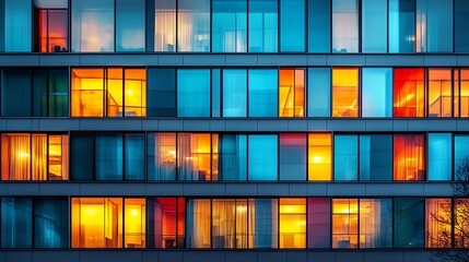 Evening urban living modern apartment city skyline vibrant colors