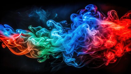 Obraz premium Swirling Smoke in Vibrant Colors Illuminated Against Darkness - Captivating Tilt-Shift Photography