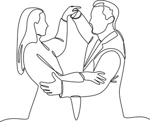 Couple Dancing One Line Art Vector