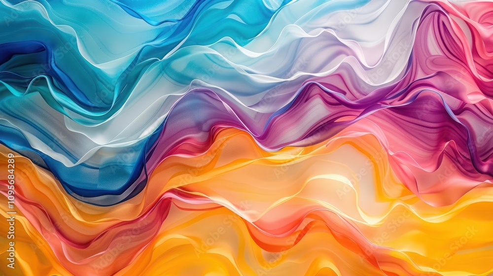 Poster vibrant colors flow in abstract wave pattern