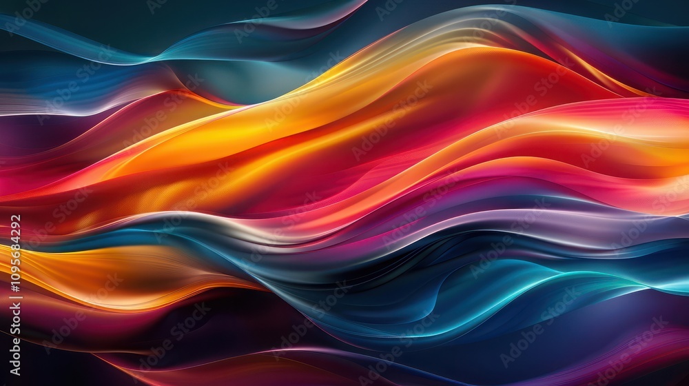 Poster vibrant colors flow in abstract wave pattern