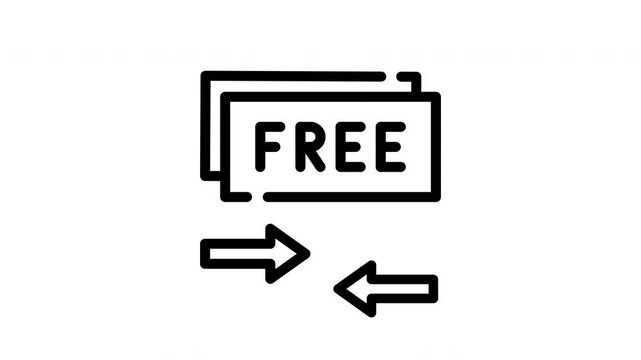 Two stacked rectangles with the word FREE and yellow arrows pointing left and right is suitable for promotional material design.
