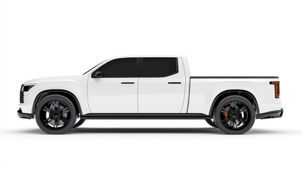 Fototapeta premium White crew cab pickup truck. (1)