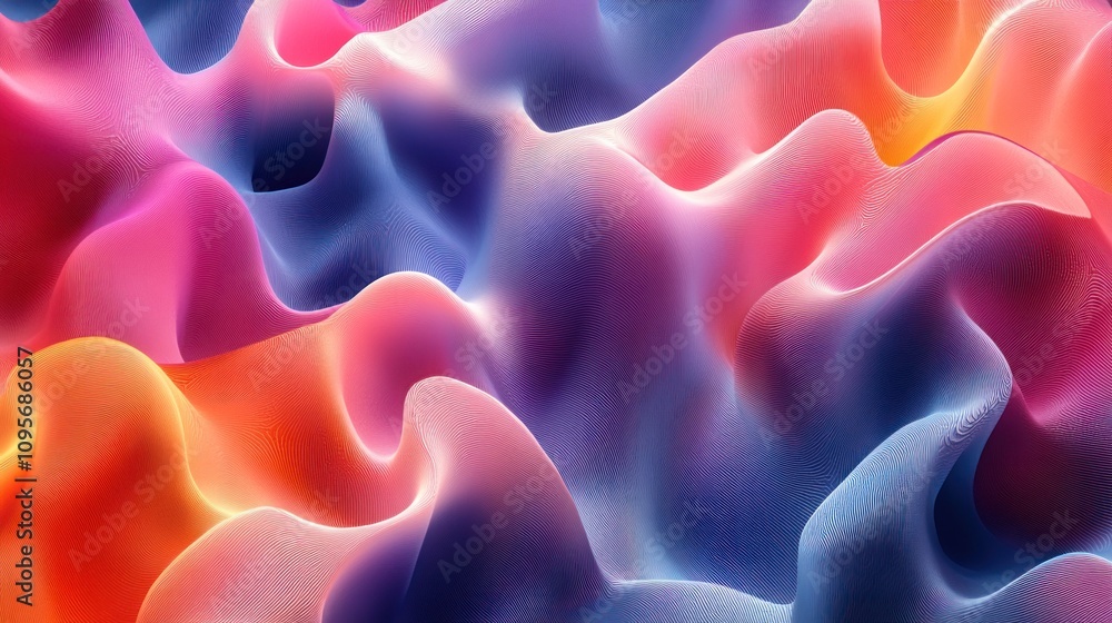 Poster a vibrant, flowing abstract design with waves of color blending seamlessly.