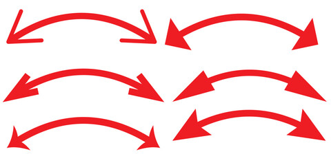 Fototapeta premium Dual sided curved arc arrow shape. Double ended arrow illustration.
