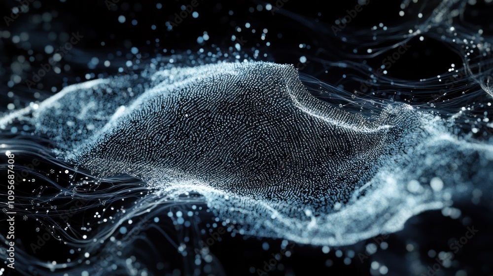 Aufkleber abstract representation of particles and waves in a digital space.