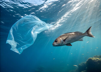 Obraz premium Plastic Bag In The Ocean