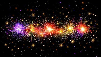 Fototapeta premium A festive New Year's celebration background featuring vibrant fireworks bursting across a dark, star-filled sky.