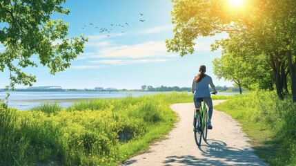 Electric Bike Ride - A person riding an electric bike through a scenic route, highlighting sustainable transportation.