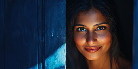 Fototapeta premium A smiling Indian woman, generative AI