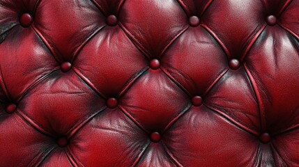 Naklejka premium Red leather upholstery background with decorative buttons, textured and luxurious design.
