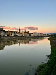 sunset over the city in Florence Italy