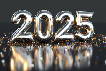 2025 New Year Celebration fireworks typography text luminous vibrant bokeh photograph