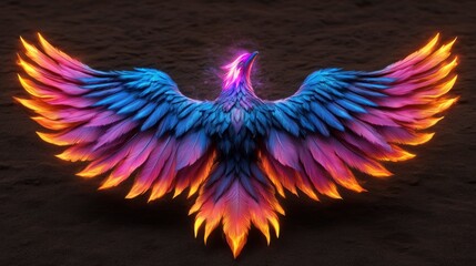 Obraz premium Luminous Phoenix A Digital Painting of a Mythical Firebird