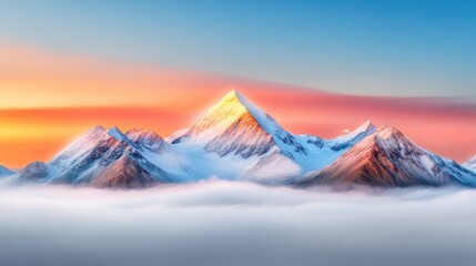 International Mountain Day dramatic wide-angle shot of a towering snow-capped mountain
