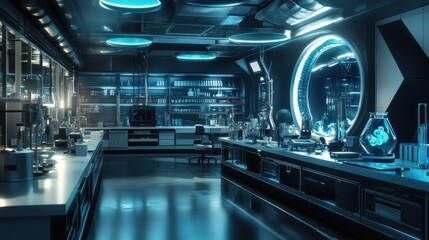 Fototapeta premium Futuristic science lab interior.