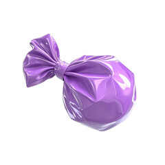 A Single Purple Candy Wrapped In Shiny Foil