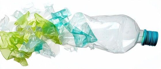 Biodegrading plastic bottle isolated on white. Plastic degradation concept