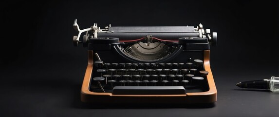 Vintage typewriter in elegant design, representing creativity, writing, and nostalgia in a dark setting.