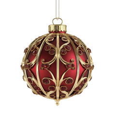 Ornate Red And Gold Christmas Ornament Hanging
