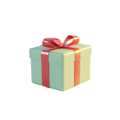 Obraz premium A Light Green Gift Box With Red Ribbon Bow