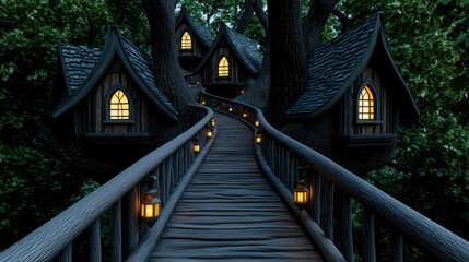 Enchanting Treetop Village A Fairytale Pathway Through the Woods