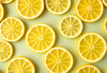 Fresh Lemon Slices on Pastel Background