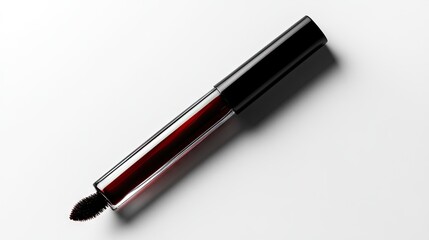 Glossy Lipstick Tube with Applicator on a Simple Background