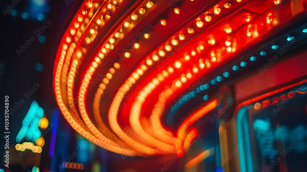 Poster a vibrant display of illuminated lights creating a dynamic visual effect.