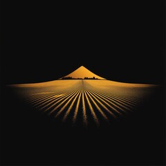 A striking silhouette of a mountain against a golden landscape, emphasizing nature's beauty.