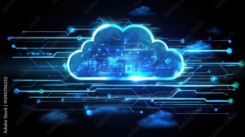 Aufkleber futuristic cloud with data and technology elements