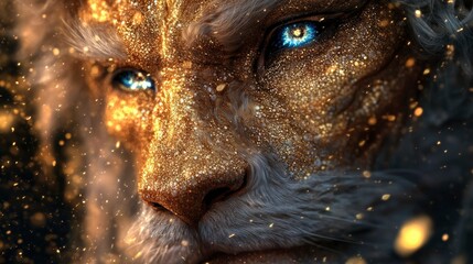 Majestic Golden Lion A Sparkling Portrait of Power and Grace