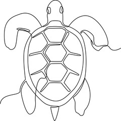 Fototapeta premium Turtle Shell One Line Art Vector