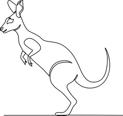 Kangaroo Hop One Line Art Vector