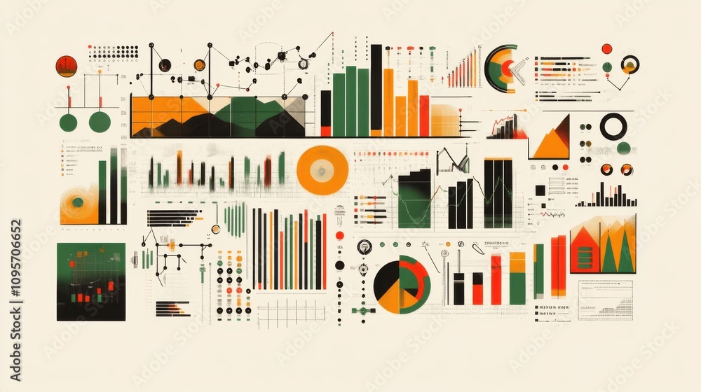 Poster colorful data visualizations and graphs collection