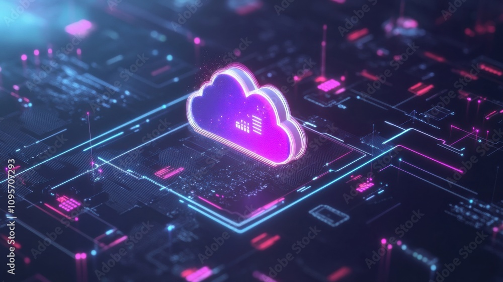 Aufkleber futuristic cloud computing and digital data concept