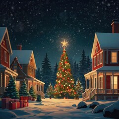 Fototapeta premium Christmas night in the city