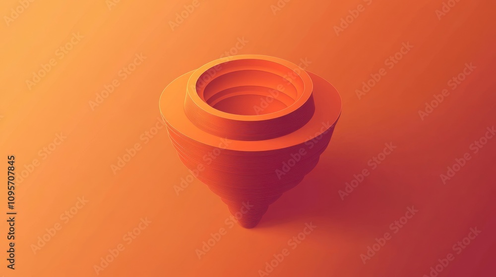 Aufkleber A minimalist 3D rendering of a conical shape with a smooth, gradient orange finish.