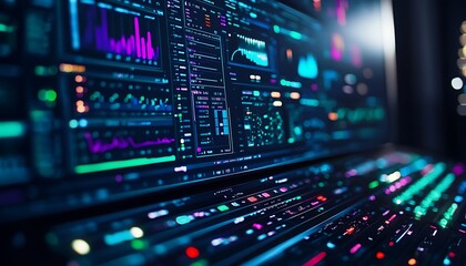 Obraz premium A vibrant display of data analytics on a modern computer interface.