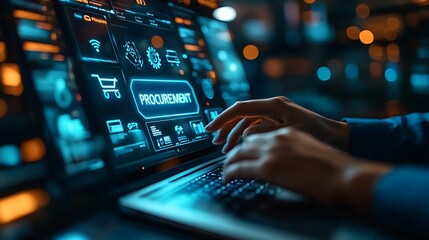 Procurement management and supply chain concept. Procurement icons related to logistics, supply chain, and inventory management. procurement in ensuring efficient business operations. delivery service