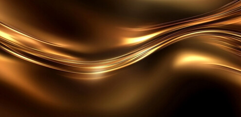 Fototapeta premium Golden Silk Waves, Abstract Liquid Metal Background