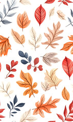 Floral flowers and beautiful colorful leaves wallpaper seamless pattern for interior decoration or background.