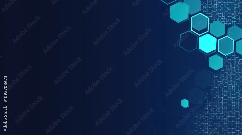 Fototapete Abstract digital background with hexagonal shapes and a gradient blue color scheme.