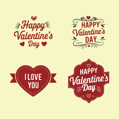 Set Of Valentine's day badge collection On Isolated White Background